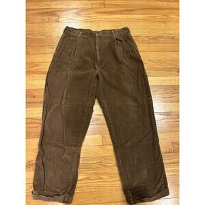 Jos A Bank Dark Brown Corduroy 36 X30 Classic Pant Pleated Cuffed Preppy